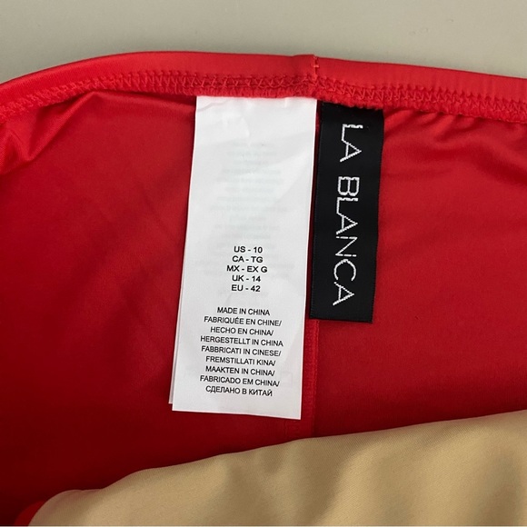 NEW La Blanca Island Goddess Mid Waist Sash Band Bikini Bottom 10 Cherry Red NWT - Picture 8 of 11